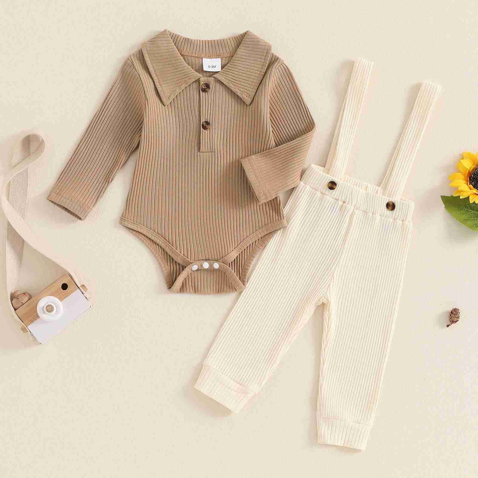 Pajamas MISOWMNJOY ribbon soft newborn baby clothing suitable for boys autumn clothing solid color long sleeved jumpsuit 2PCS baby set WX5.31