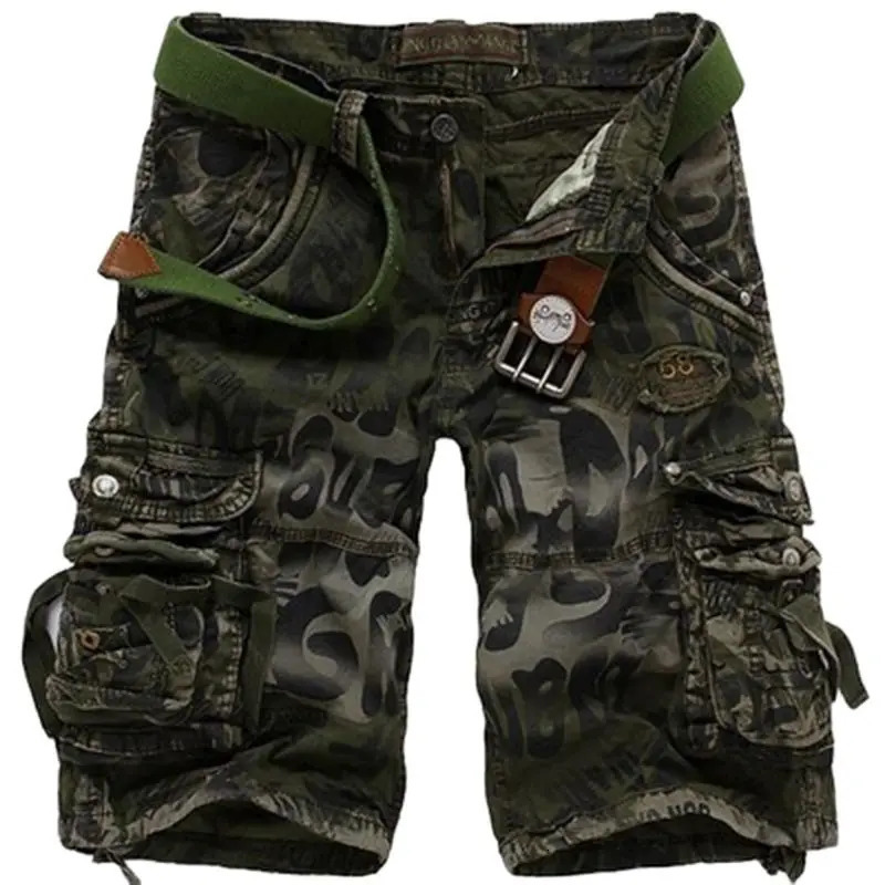 High Quality Camouflage Loose Cargo Shorts for Men Summer Fashion Tactical Camo Multiple Pockets Pants 240620