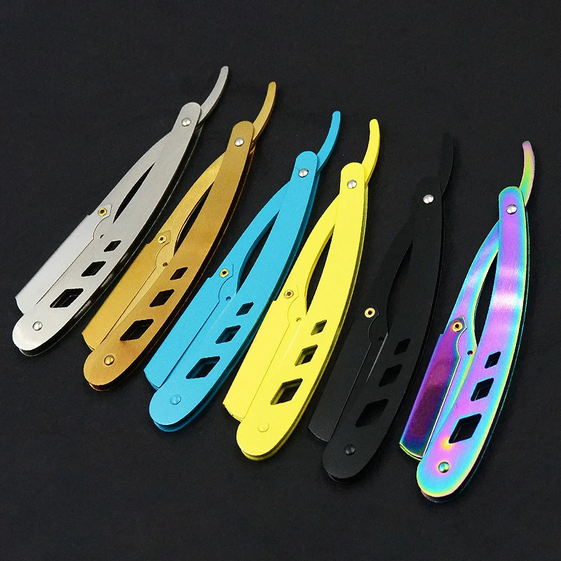 Men Shaving Barber Tools Hair Razor and Blades Antique Black Folding Shaving Knife Unisex Hair Removal Without Blade 240627