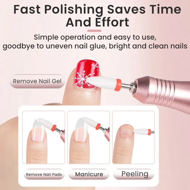 35000RPM Nail Drill Professional Rechargeable Cordless Electric File Portable LED Screent 240627