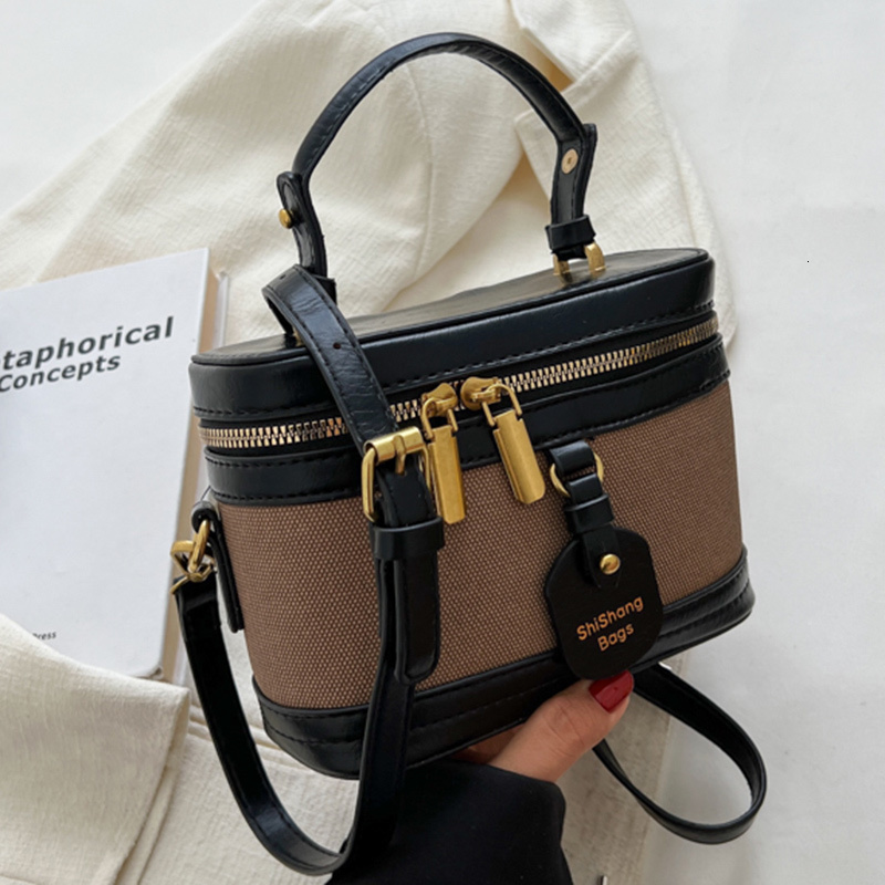 Stylish Patchwork Messenger Bag: Premium Canvas and PU Leather Shoulder Handbag for Women 4 Hbag