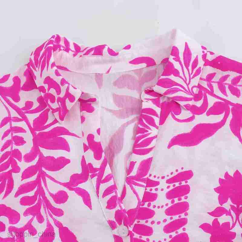 Basic Casual Women Dresses Summer Women's Polo Collar Cardigan Printed Loose Belt Shirt Dress F6487
