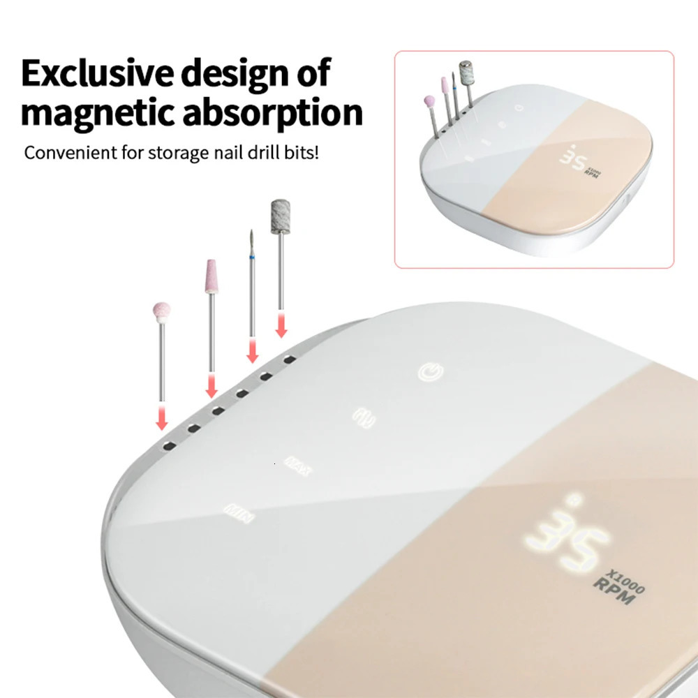 High Quality Electric Nail Drill Machine 35000 RPM Electric File HD Display Metal Manicure Pen Professional nail lathe Sander 240627