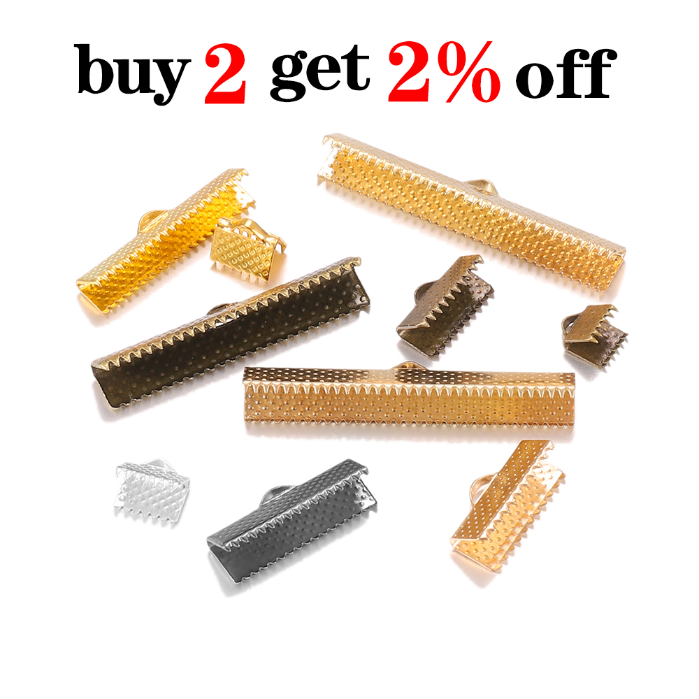 50pcs/lot Crimp Beads Cove Clasps Cord Leather Clip Necklace Bracelet Connectors End Caps For DIY Jewelry Findings Supplies