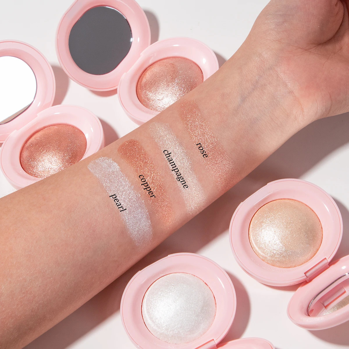 Mini body face Highlighters 4-Color High-Shine Pastel Highlighter Palette Radiant Long-Lasting Glow Pressed Powder Bronzer 240627