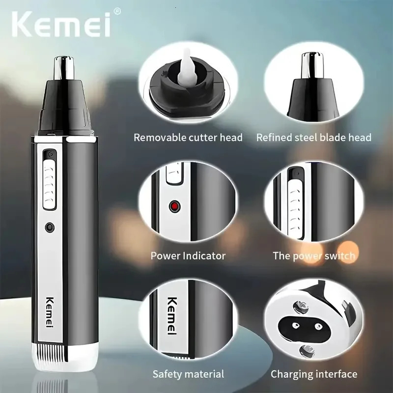 Kemei-6630 Nose Hair Trimmer For Nose Ear Cleaner Rechargeable Nose Trimmer Beard Trimer For Men Shaver Eyebrow Grooming Set 240627