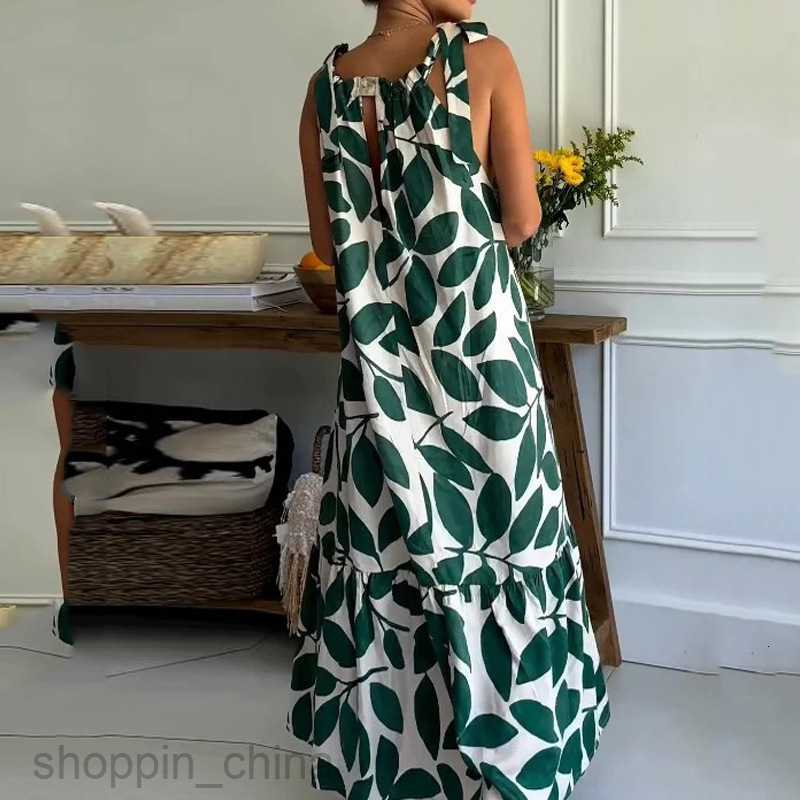 Basic Casual Women Dresses Summer Women's New Casual Sleeveless Strap Printed Dress