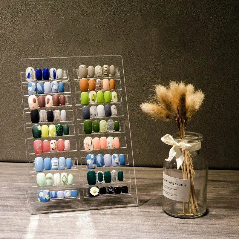 Exquisite Acrylic Nail Art Display Board Transparent Nail Gel Polish Showing Shelf Display Stand Manicure Magnetic Shelf 240627