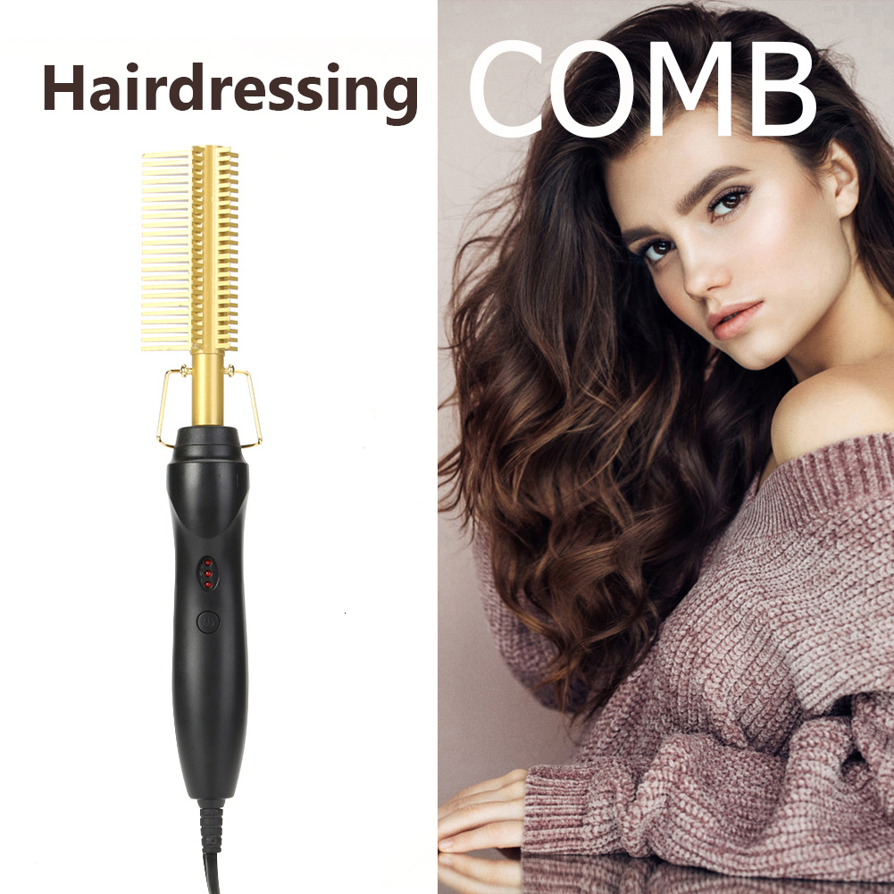 Straightener Curler Electric Hot Comb Hair Smooth Iron Straightening Brush F628-20