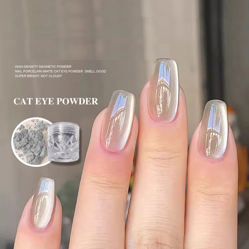 Upgrade Velvet Cat Eye Magnetic Powder Porcelain White 9D Effect Matching With Any Colors DIY Nail Art Decoration Chrome Pigment 240627