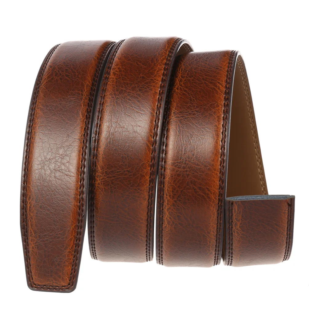 Cow Leather No Buckle 3.5cm Wide Real Genuine Leather Belt Without Automatic Buckle Strap Designer Belts Men High Quality B294