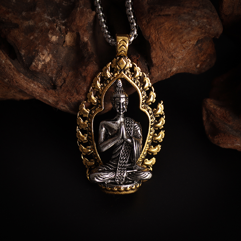 Classic Vintage Buddhist Buddha Pendant Necklace for Men Women Trendy Street Party Amulet Jewelry Gift