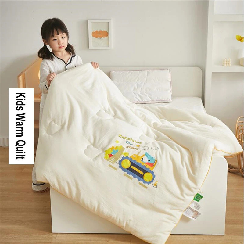 Natural Cotton Soybean Fiber Kids Sleeping Quilt Blanket Spring Winter Warm Children Sleeping Bedding Comforter Quilt 120x150cm 240627
