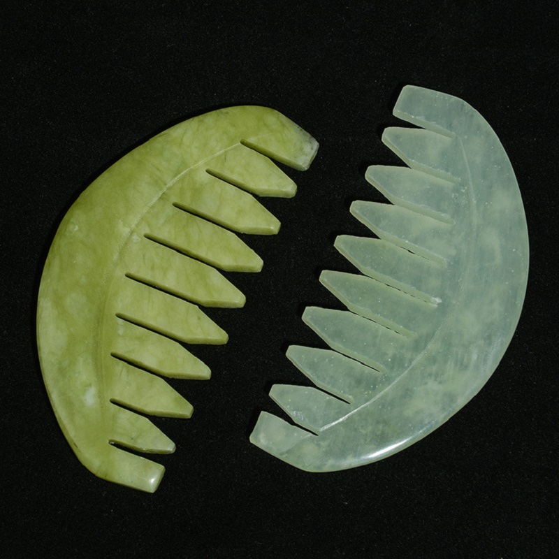 Jade Massage Comb Head Massager Hair Brush Gua Sha Board Stone Brush Scalp Massager Meridian Comb Hair Treatment Scalp Care