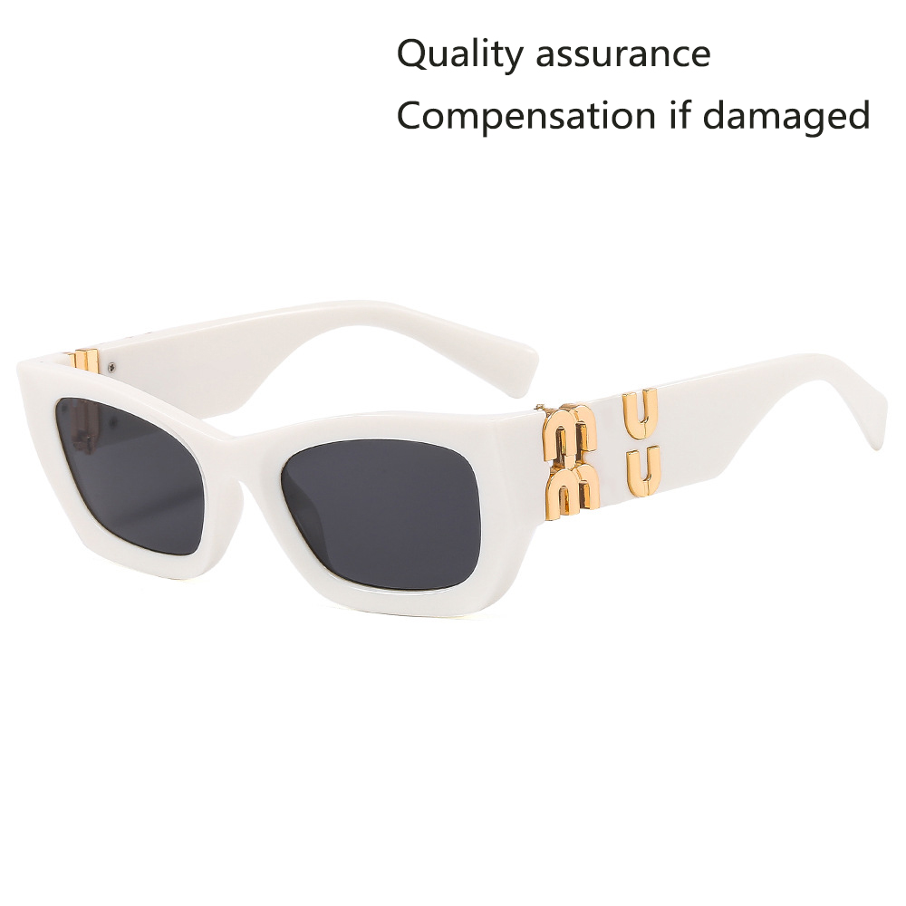 White small square frame sunglasses for women luxury designer SMU 09WS same style high quality glasses metal logo Rectangle Sunglasse