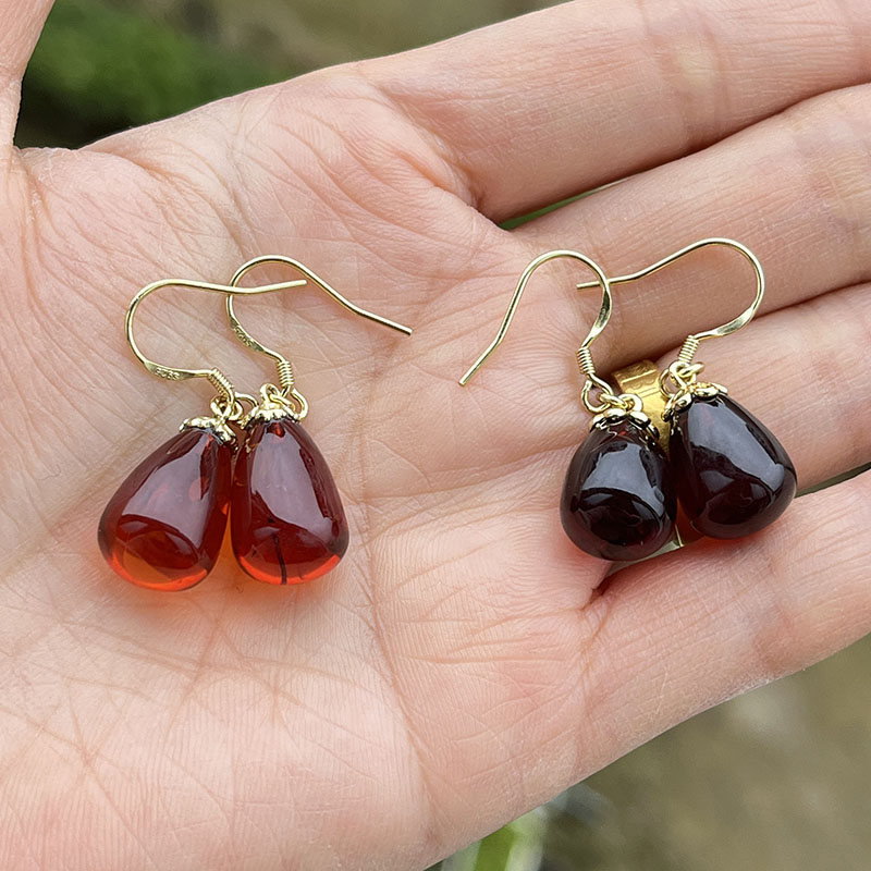 Big Sale Natural Amber Earrings for Women S925 Silver Real Baltic Cherry Dangle Earring Original Gemstone Jewelry Wholesale