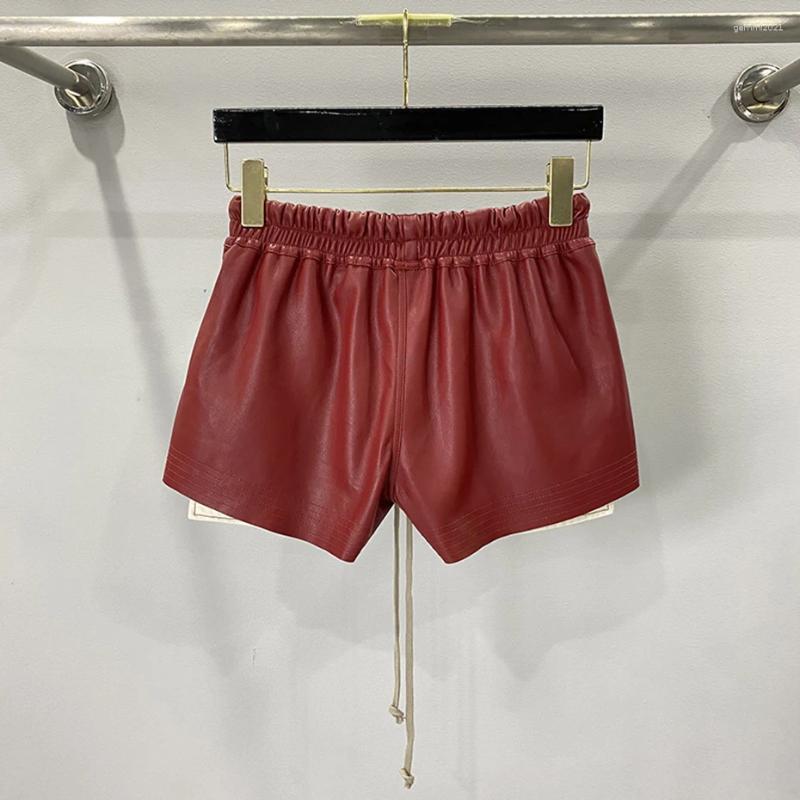 Women's Shorts Lether For Women Summer Casual Pocket Black Red Female XJ260206