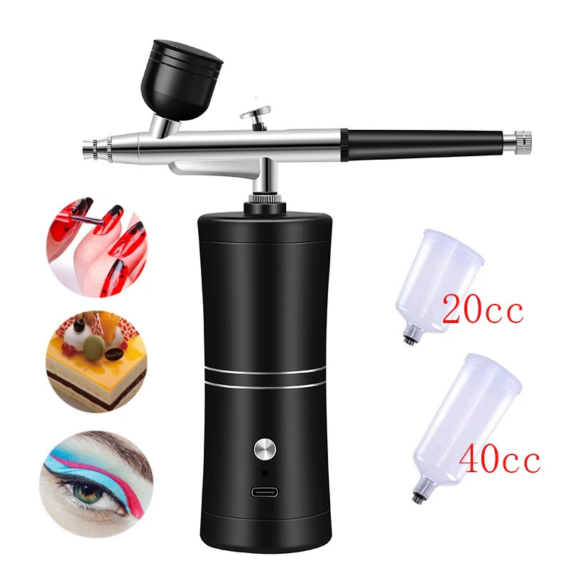 Airbrush for Nails Art Paint Portable Cordless Air Brush Nail Gun with Compressor Nail Decoration Cake Makeup Varnish Spray 240627