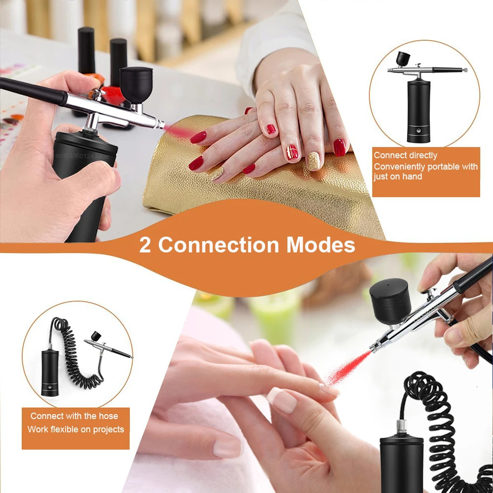 Airbrush Nails Art Painting Compressor Portable Air Brush Cake Paint Spray Gun Cordless Mini Airbrush For Nail Decoration Makeup 240627