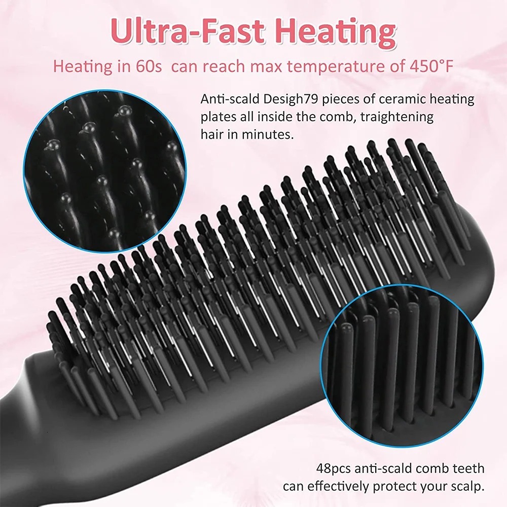 Hot Comb Electric Brushes Straightener Hair Anti-scalding Ceramic Beard Straightening Brush F628-29