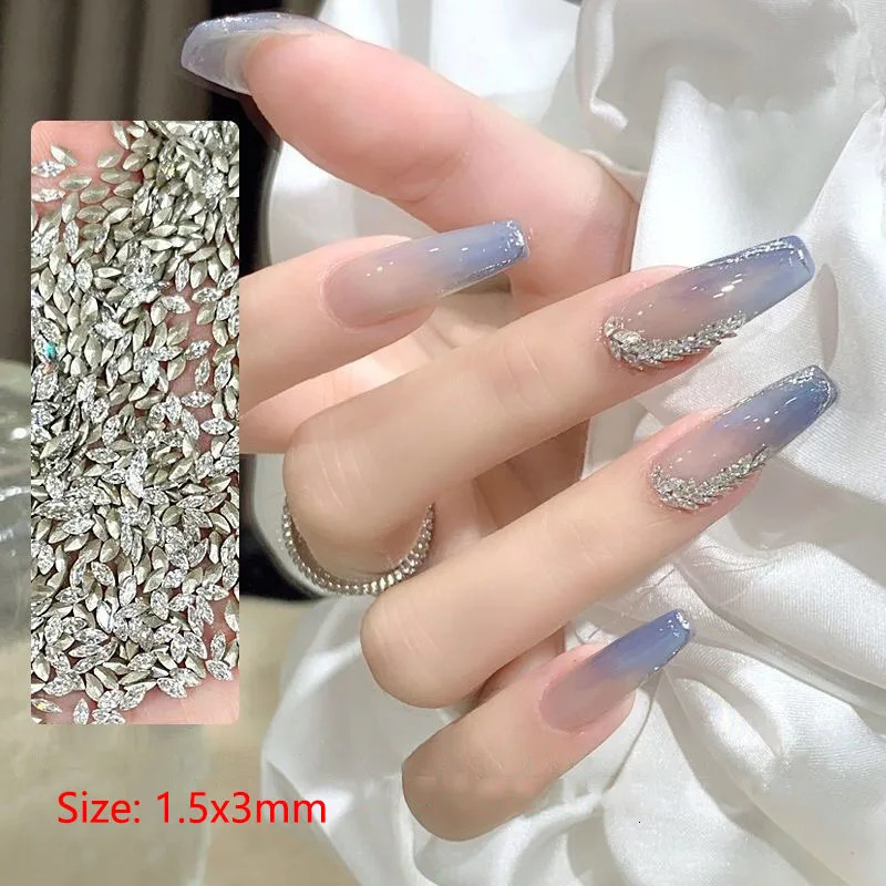 30/100Pcs Pointed Bottom 1.5xm Mini Horse Eye Nail Art Rhinestone Flash High Quality Zircon Crystal 3D Manicure DIY Decoration 240627