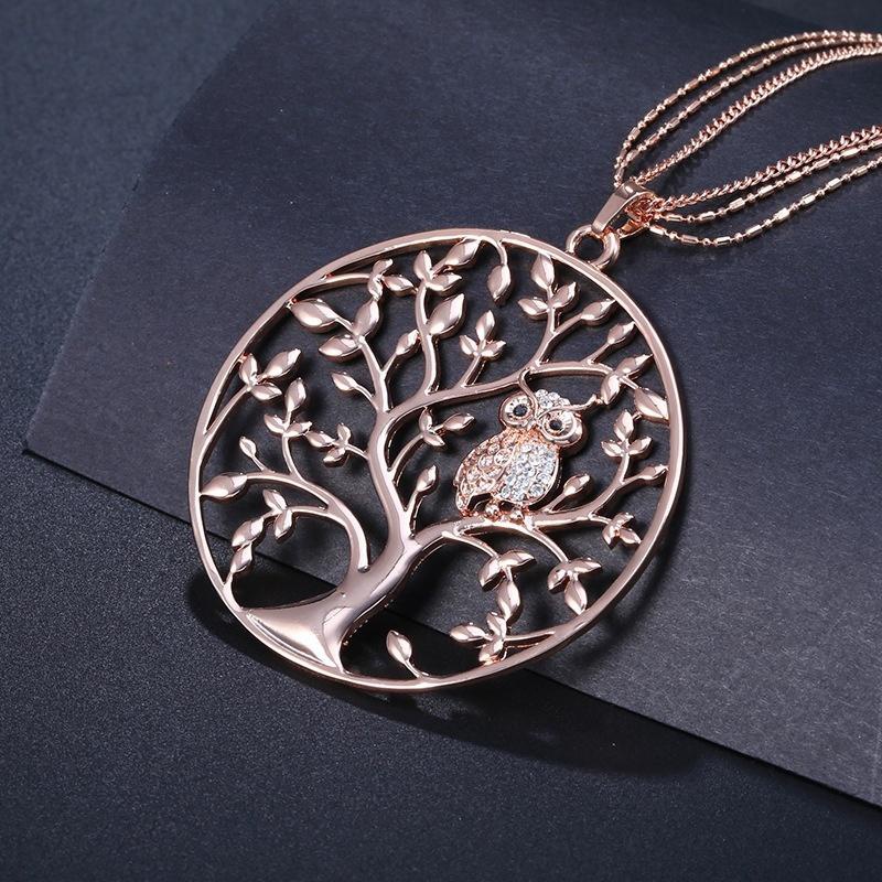 2022 Personality Owl Pendant Necklace for Women Creative Life Tree Hollow Necklace Designer Jewelry Gift Collares Para Mujer