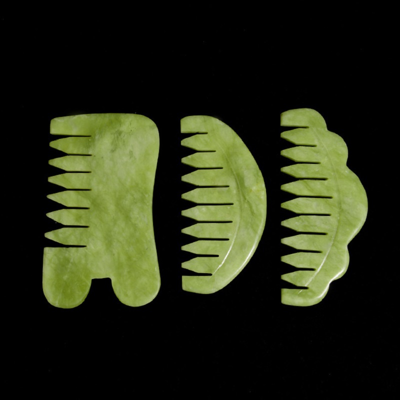 Jade Massage Comb Head Massager Hair Brush Gua Sha Board Stone Brush Scalp Massager Meridian Comb Hair Treatment Scalp Care