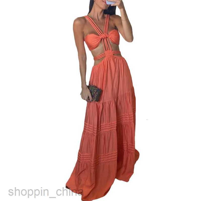 Basic Casual Women Dresses Women's Dress Autumn New Sleeveless Hollow Solid Color Dress