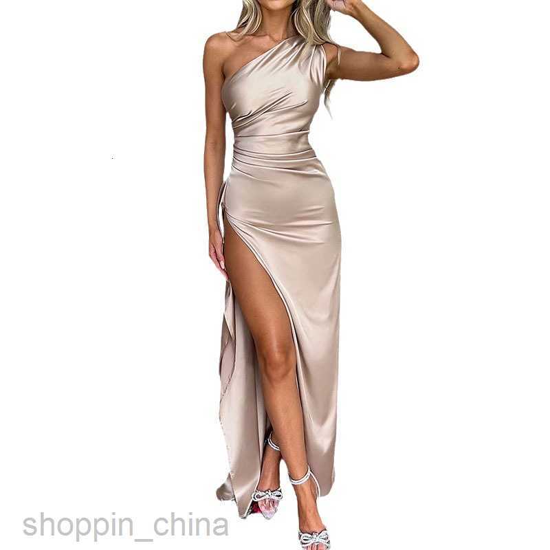 Basic Casual Women Dresses Women's Long Dress Summer Sexy One Shoulder Sleeveless Backless Solid Color Dress