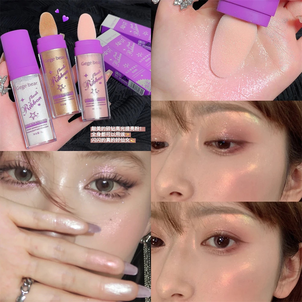Polvo Hadas Face Body Highlight 3 Colors Cosmetics Highlighter Powder Shimmer Contour Blush Powder Face Makeup Fairy Powder 240627
