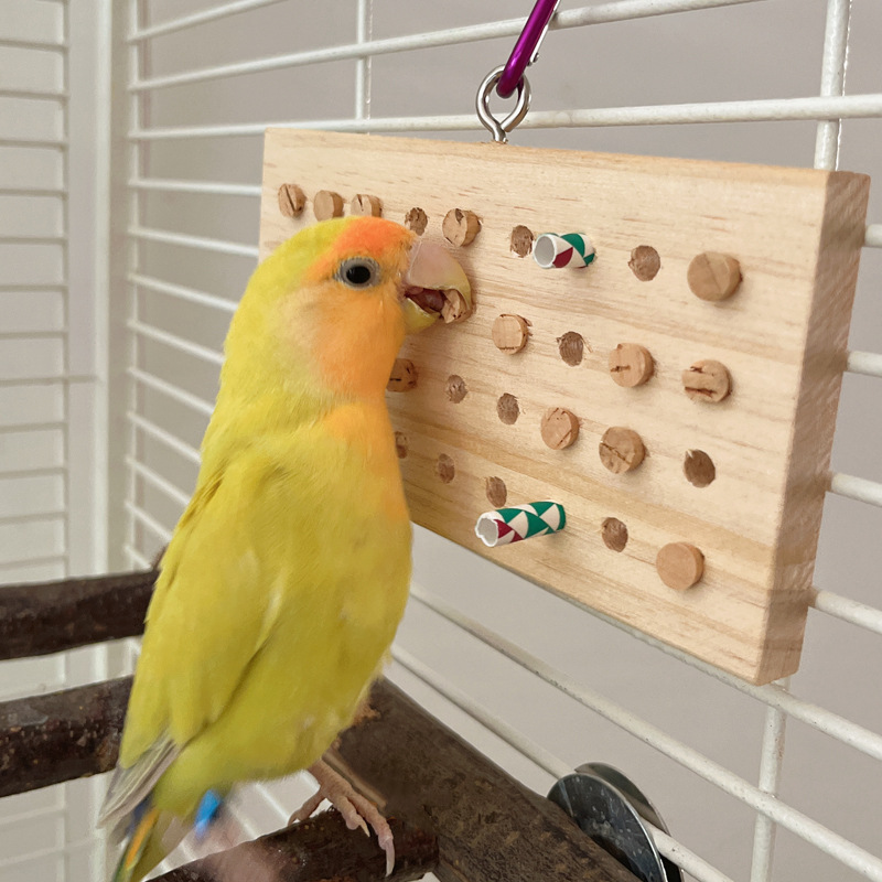 Parrot Bird Toys Hanging Solid Wood Keyboard Training Puzzle Stress Relief Toys Gnawing Teething Birdcage Accessories