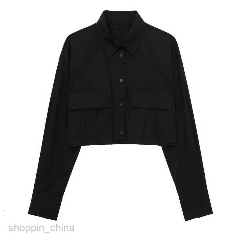 Women Jackets Coats Spring Style Double Pocket Decoration Solid Color Short Long sleeved Shirt for Women
