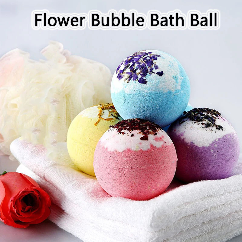 Essential Oil Bath Bombs Ball Flower Scents Bubble Bath Salt Ball Cleaner Bathing Spa Moisturize Dry Skin Relaxing Gift Bathroom 240627