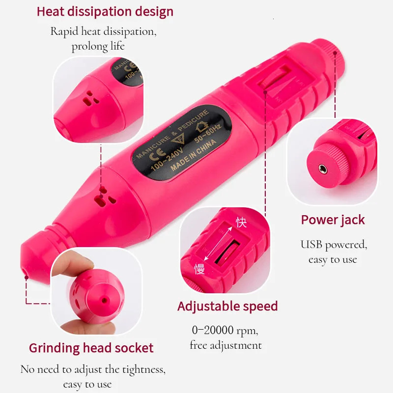 Portable Electric Nail Drill Machine Manicure Milling Cutter Set Nail Files Drill Bits Gel Polish r Tools 240627