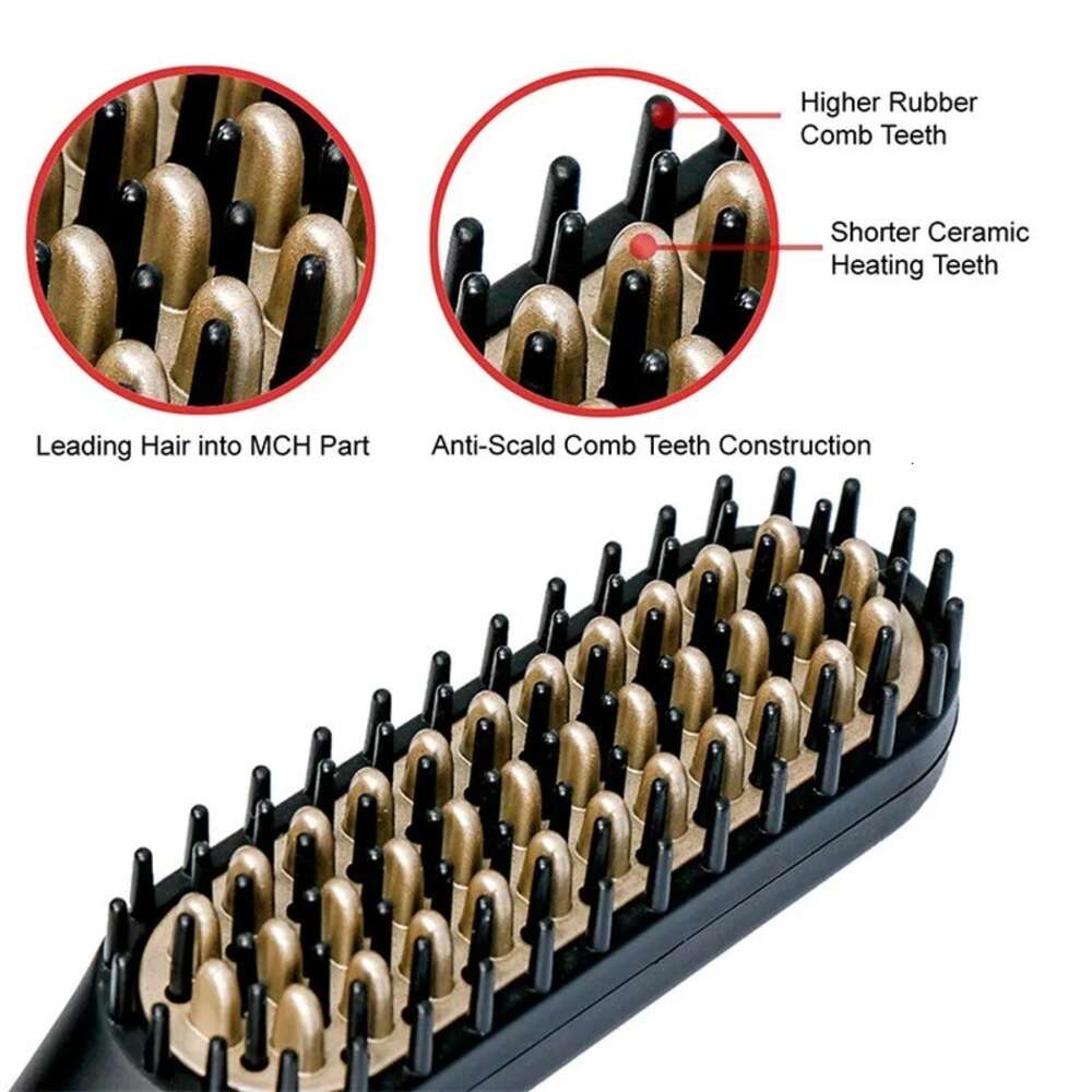 Professional Straightener Brush Beard Straightening Comb Multifunctional Hair Curler Fast Heating Styling Tools F628-25