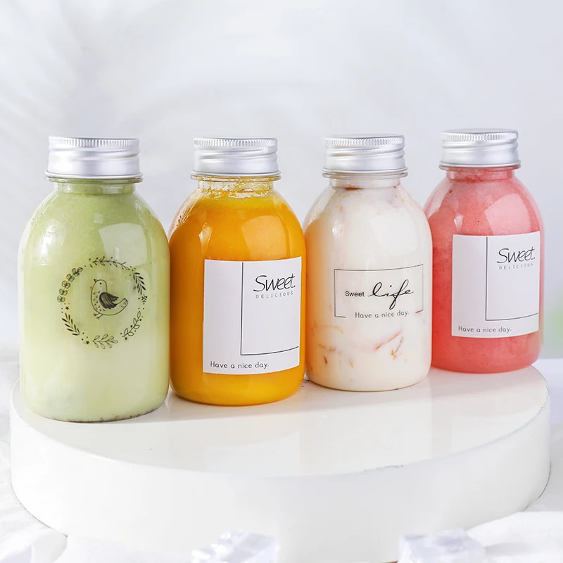 10pcs/lot Fruit Water Cup Beverage Disposable Yogurt Food Grade Plastic Milk Tea Shop Juice Bottle Party 240628