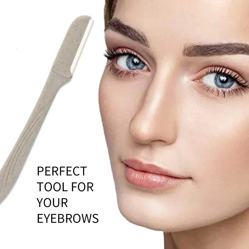 6pcs Wheat Straw Environmentally Biodegradable Eyebrow Razor Stainless Steel Macro Eyebrow Trimmer Razor Shaving Tool 240627