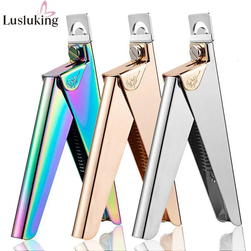 Stainless Steel UV Gel False Nail Tips Trimmer Clipper Edge Cutter Nail Art Manicure U Word Rainbow Gold Silver Tools 240627