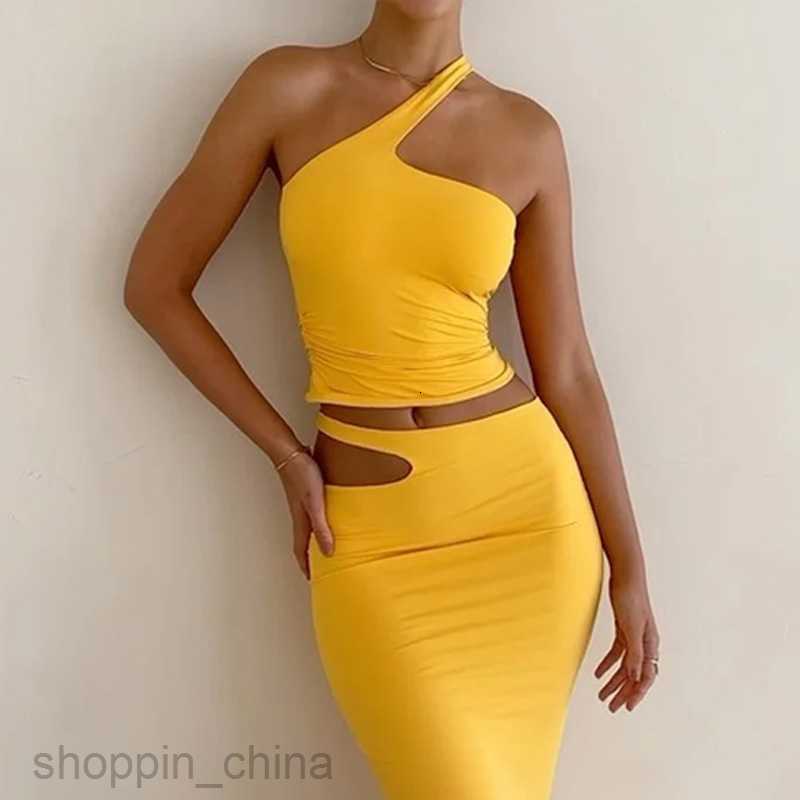 Basic Casual Women Dresses Women's Set Summer Fashion Sexy Solid Color Tight Skirt Two Piece Set