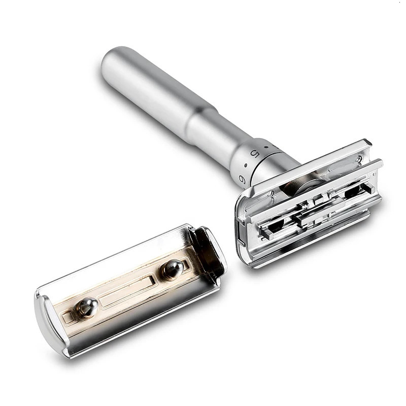 Mingshi Adjustable Safety Razor Double Edge Classic Men Shaving Mild to Aggressive 1-6 File Hair Removal Shaver it with 5 Blades 240627