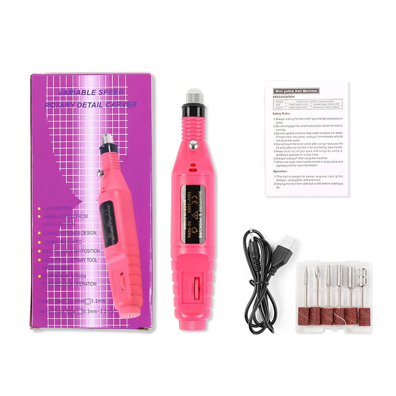 20000RPM Electric USB Nail Drill Machine Professional Manicure Pedicure Drill Set With Nail Drill Bits Polishing Equipment Tools 240627