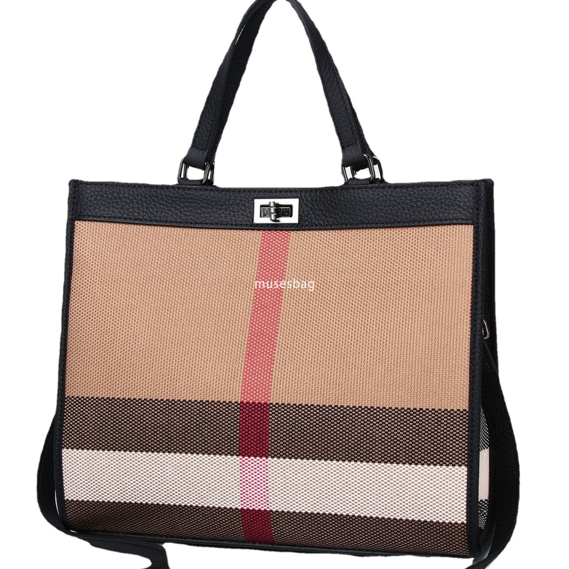 Street trend European and American retro fashion leisure large capacity genuine leather women's new high-end plaid cowhide tote bag 127f 4