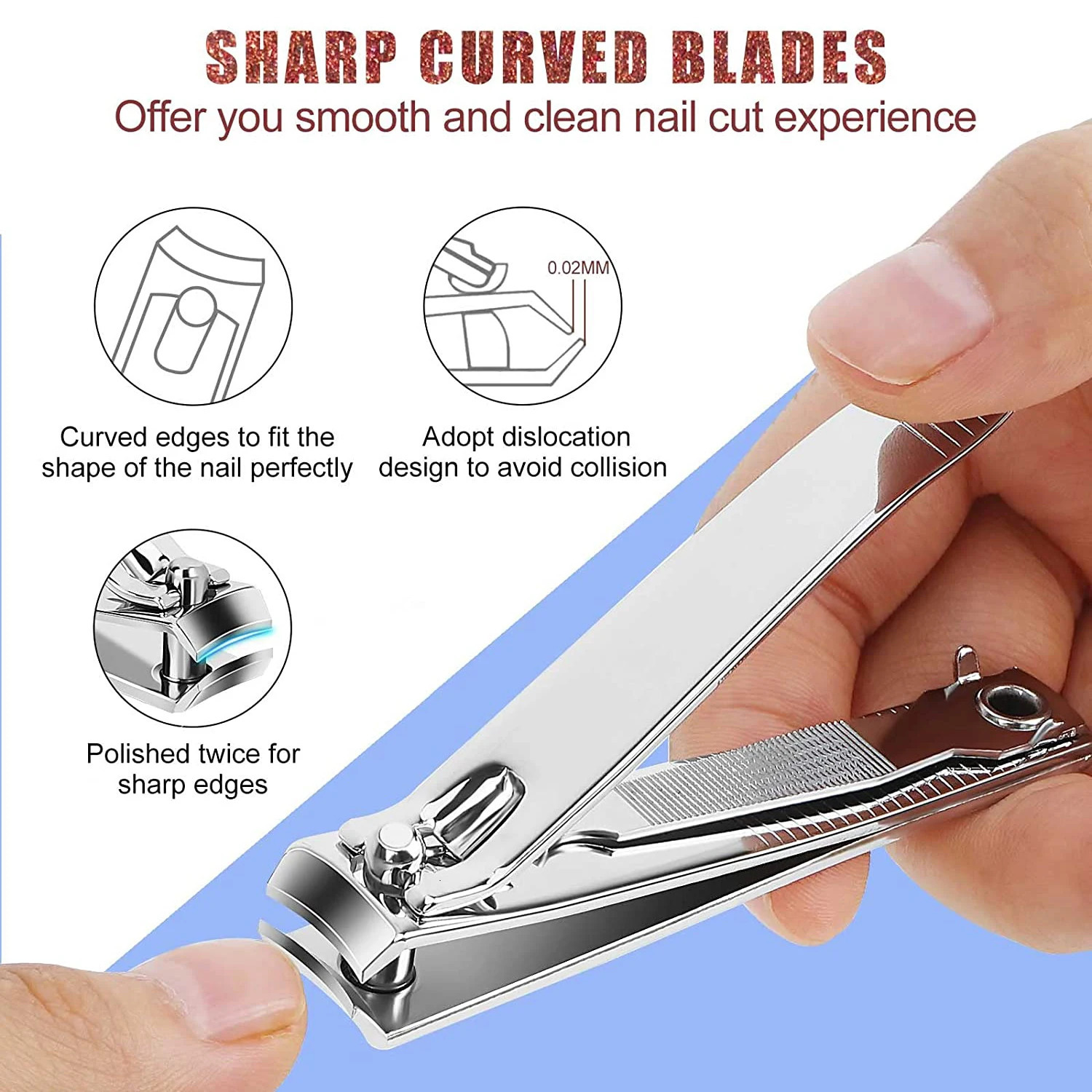Nail ClipperPremium Stainless Steel Fingernail and Toenail Clipper Cutters Fingernail Clipper Cutters with Nail File Sharp. 240627