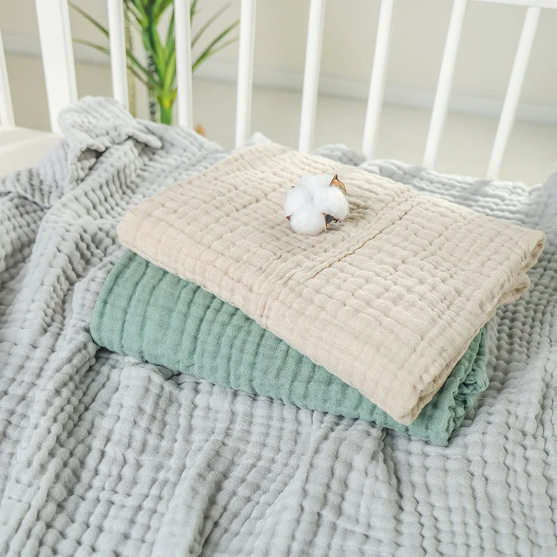 6 Layers Gauze Baby Quilt Wrap Cotton Infant Gauze Bath Towel Receiving Blanket Solid Color Waffle Absorbent Cover 105*105cm 240627