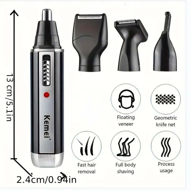 Kemei-6630 Nose Hair Trimmer For Nose Ear Cleaner Rechargeable Nose Trimmer Beard Trimer For Men Shaver Eyebrow Grooming Set 240627