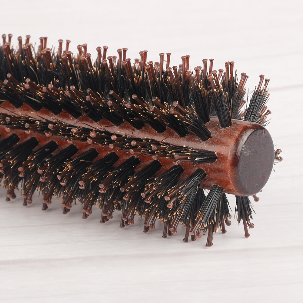 12 Style Wood Handle Rolling Straight Twill Comb Boar Bristle Round Barrel Hair Curling Brush Hairdressing Tool F628-6