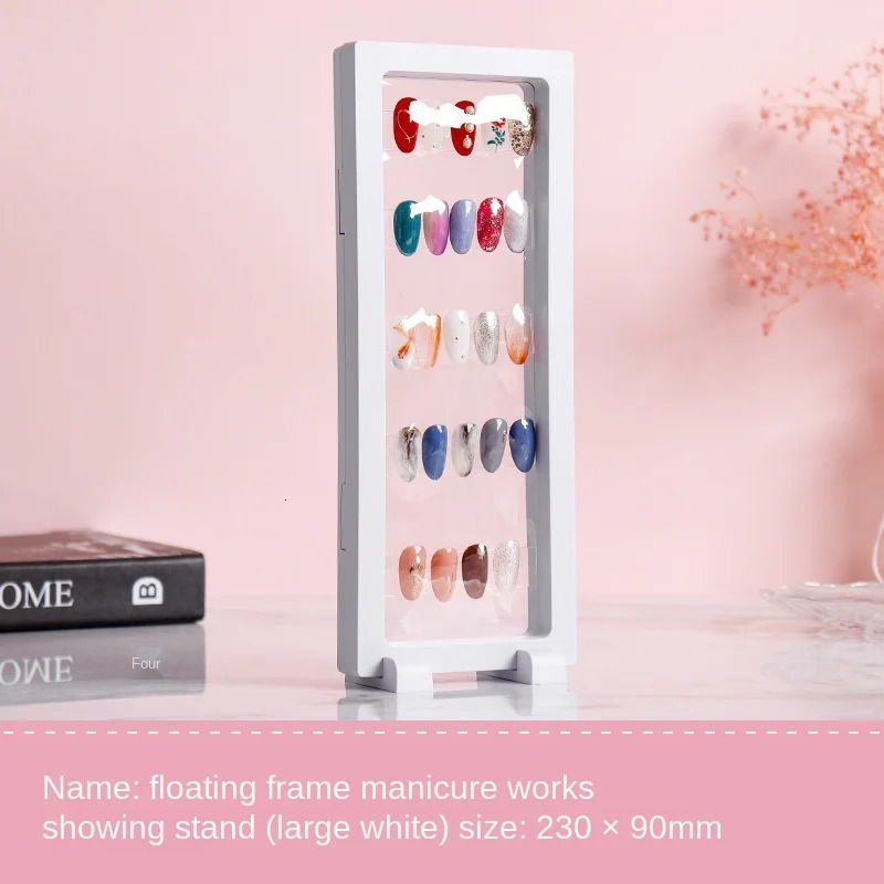 1 Pcs White/Black Nail Tips Display Stand Holder Acrylic With PET Membrane Nails Deigns Showing Board Manicure Nail Art Tools 240627