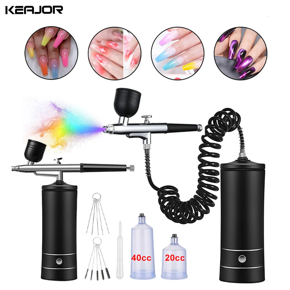 Airbrush Nails Art Paint with Compressor Portable Air Brush For Nail Cake Pastry Makeup Decoration Cordless Gun Varnish Sprayer 240627