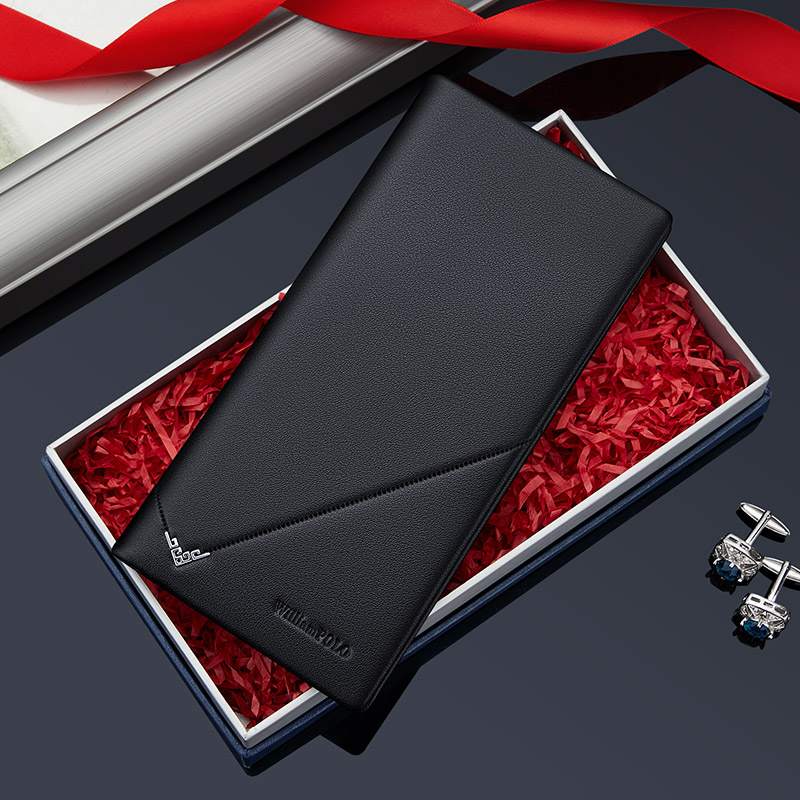 WILLIAMPOLO Men Wallets Long Style High Quality Card Holder Male Purse Slim Male Purse Brand Leather Wallet For Men