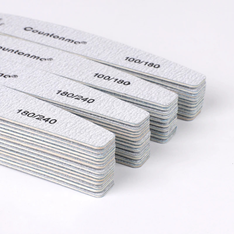 10pcs/Lot Professional Wooden Nail Files 180/240 Buffer 100/180 Grey Boat Wood Sandpaper Block Gel Polisher Sanding Nail Files 240627